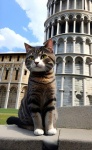 Cat At Tower Of Pisa