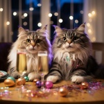 Cats On New Years Calendar Art