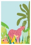 Cheetah Tropical Leaves Poster