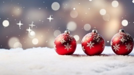 Christmas Baubles In The Snow