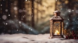 Christmas Lantern In Snow