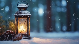 Christmas Lantern In Snow