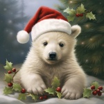 Christmas Polar Bear Cub Art