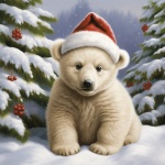 Christmas Polar Bear Cub Art