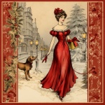 Christmas Vintage Victorian Woman