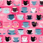 Coffee And Tea Cats Pattern