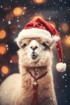 Cute Alpaca At Christmas