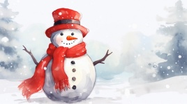 Cute Snowman With Copy Space