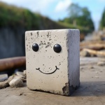 Face On A Block Of Concrete