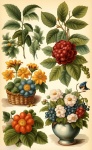 Flowers And Fruits Vintage
