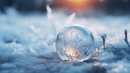 Frozen Ice Ball On Snow