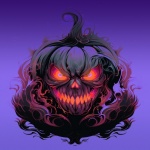 Ghoulish Pumpkin In Purple