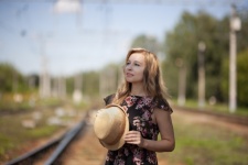 Girl, Portrait, Railroad, Field