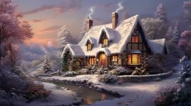 Half Timbered Cottage In Winter