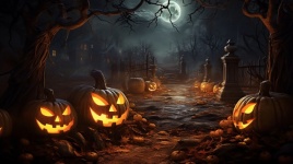 Halloween Pumpkins Night Illustration