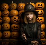 Halloween Witch And Pumpkins