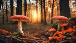 Autumn Forest Trees Toadstools
