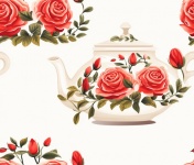 Seamless Rose Teapot Paper