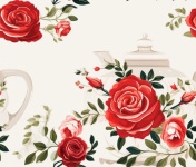 Teapot Floral Seamless Pattern