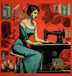 Retro Woman Sewing