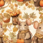 Autumn Mice Seamless Pattern