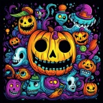Halloween Colorful Doodle Art