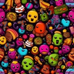 Halloween Candy Seamless Pattern