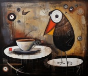 Surreal Bird With Coffee Art