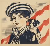 Vintage Child Sailor With Dog
