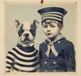 Vintage Child Sailor With Dog