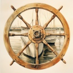Vintage Wooden Ship Helm