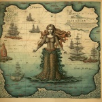 Vintage Map With Mermaid