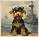 Vintage Dog In Sailor Uniform