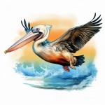 Pelican In Flight Illustration