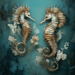 Surreal Metallic Seahorses