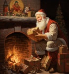 Santa Clause By Fireplace