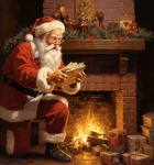 Santa Claus By Fireplace