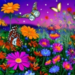 Colorful Whimsical Wild Flowers