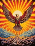 Retro Eagle Sun Ray Illustration