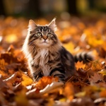 Cat In Autumn Leaves