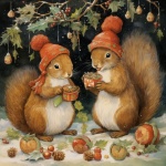 Christmas Squirrel Calendar Art