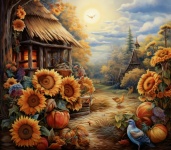 Autumn Cottage Calendar Art