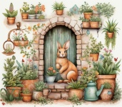 Garden Rabbit Calendar Art