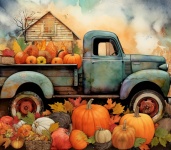 Fall Pumpkin Truck Calendar Art