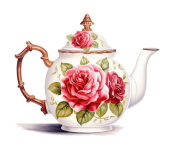 Floral Teapot Calendar Art Png