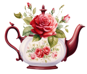 Floral Teapot Calendar Art Png