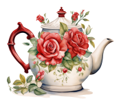 Vintage Floral Teapot Calendar Art