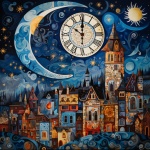 Whimsical Clock Calendar Art