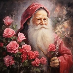 Santa Claus With Pink Roses