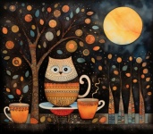 Whimsical Owl In Mug Calendar Art